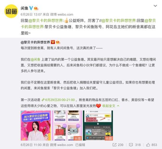 閑魚首個公益魚塘，黎貝卡用時尚傳遞溫暖助力公益 圖2