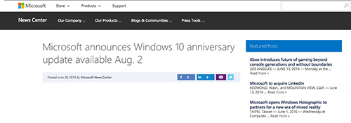 微軟自曝Win 10年度大更新時間
